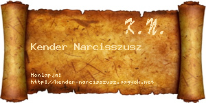 Kender Narcisszusz névjegykártya